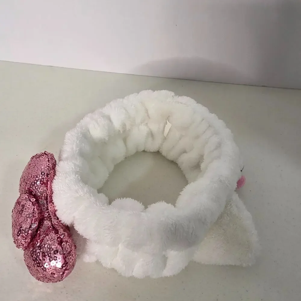 Hello Kitty Plush Spa Headband Sanrio Kawaii Makeup Hair Band Face Wash Cute